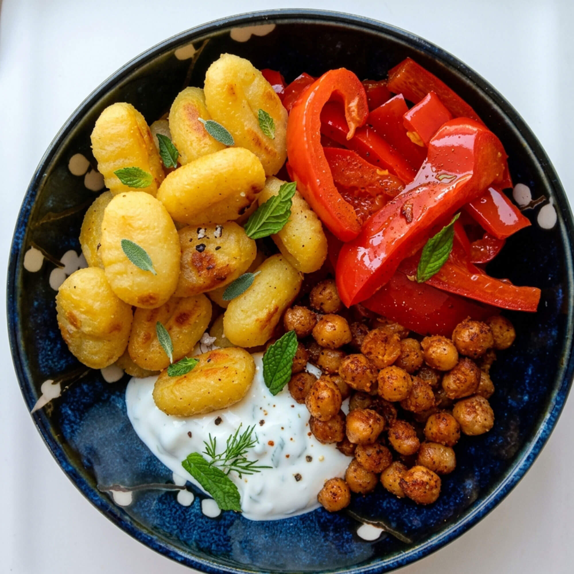 gnocchi-saint-jean-sans-gluten-poivrons-pois-chiches-sauce-au-yaourt-de-chevre